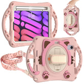 Bonita funda protectora de EVA a prueba de golpes para niños Cat King con soporte, correa para el hombro y asa, para iPad mini 6 / mini 2024
